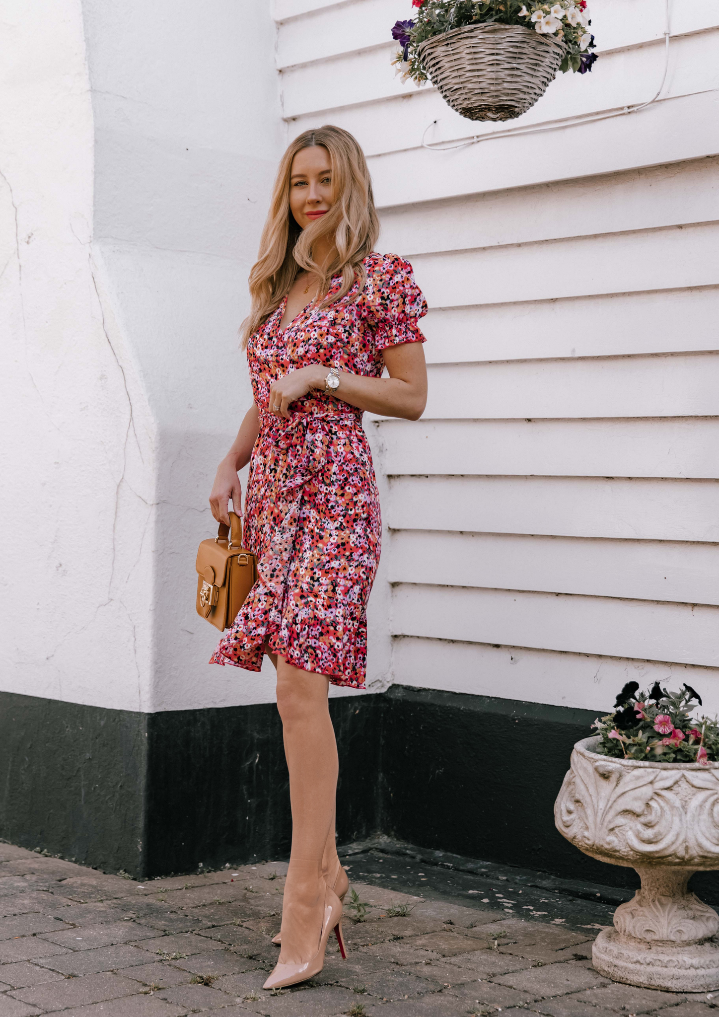 Red Abstract Print Wrap Dress – She ...